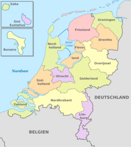 Karte der politischen Gliederung der Niederlande